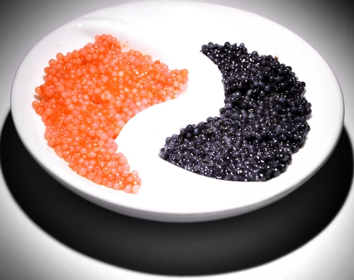Immagine con nero, piatto, bianco, caviale, ombra, rosso, cibo, uova, arancione, pesce, lompo, ceramica