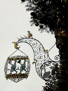 insegna, cuochi, ferro, oche, dorato, palle, cielo, rami, albero, oro, frate, natale, tre, maiale, metallo, figure, palline, due