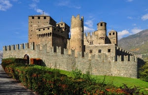 castello, torri, merli, siepe, mura, medioevo, prato, cielo, fortezza