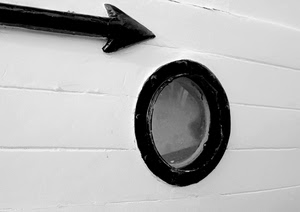 freccia, oblò, bianconero, nero, cerchio, bianco, vetro, finestra, muro