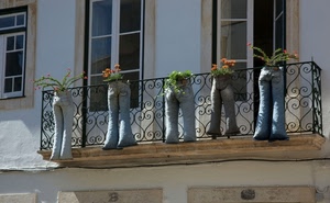fiori, balcone, pantaloni, vasi, ringhiera, finestre, cinque, finestra