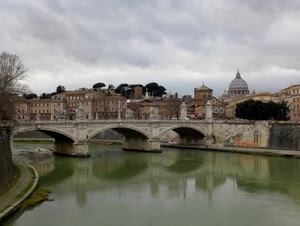 ponte, fiume, cupola, nuvole, cielo, alberi, roma, chiesa, case, archi, riflesso, tevere, città, acqua, riflessi, tre, maltempo