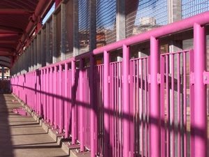 ringhiera, rosa, prospettiva, rete, ombre, tubi, fucsia, ombra, inferriata, ferro