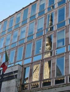 bandiera, finestre, riflesso, mole, torino, vetri, palazzo, cupola