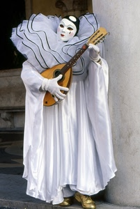maschera, bianco, mandolino, carnevale, costume, musicista, strumento, musica