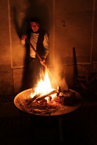 fuoco, legna, braciere, uomo, numero, fiamme, ombre, fiamma, ardere, cenere